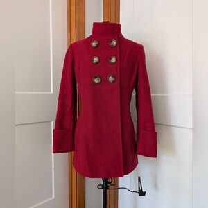 Michael Kors | Size 8 | Women's Red Double-Breasted Peacoat, Wool Blend